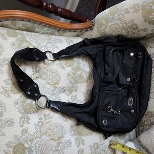 Black Canvas Shoulder Bag by Guess